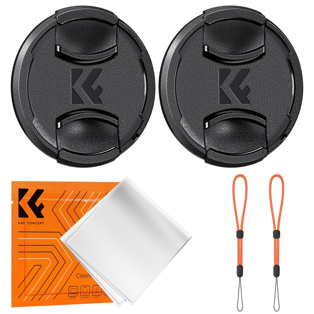 K&F CONCEPT 67mm Front Lens Cap Cover Kit, 5-in-1 Center Pinch Lens Cover + Anti-Loss Keeper + Microfiber Cleaning Cloth Compatible with Canon, Nikon, Sony, Fujifilm Camera Lenses with 67mm Thread