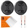K&F CONCEPT 67mm Front Lens Cap Cover Kit, 5-in-1 Center Pinch Lens Cover + Anti-Loss Keeper + Microfiber Cleaning Cloth Compatible with Canon, Nikon, Sony, Fujifilm Camera Lenses with 67mm Thread view 1