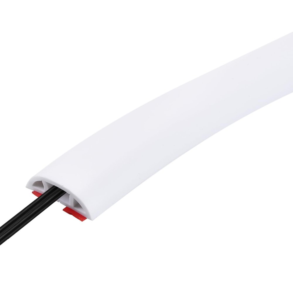 uxcell 8FT Floor Cord Cover, Self-Adhesive Cord Hider Floor, Cable Protector Extension Cords, Cable Management, Cable Raceway 0.39"(W) x 0.24"(H) White