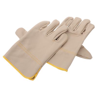 GLEAVI 1pair Men's Leather Work Gloves High Temperature Resistant Cowhide Cloth Splashproof Labor Protection for Heavy-Duty Tasks Stylish Design for Applications