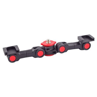 Kqcibz 1 Piece Rotatable Multifunctional for New Dual Cold Shoe Extension Bar Bracket for Camera Phone LED Light, Black&Red, 500319293