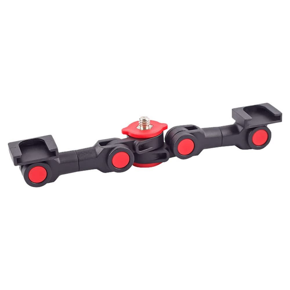 Kqcibz 1 Piece Rotatable Multifunctional for New Dual Cold Shoe Extension Bar Bracket for Camera Phone LED Light, Black&Red, 500319293