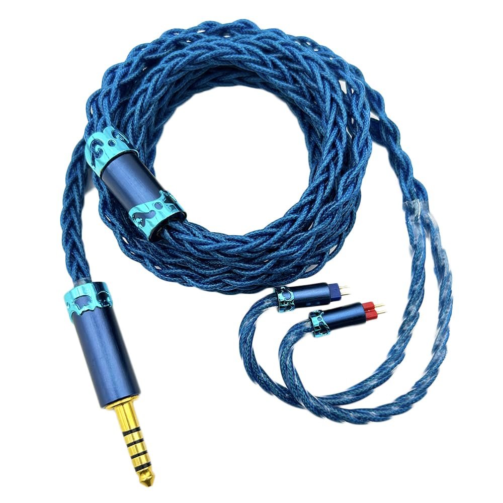 Zeatop Hendar 0.78mm 2Pin 8N Single Crystal Copper 2.5mm 3.5mm 4.4mm Balanced Male Earphone Upgrade Cable for AS10 ZS4 ZS5 ZS6 ZS10 ES4 ZST ZSR ED16 V80 CCA C10 C16 (4.4mm 5Pole), Blue