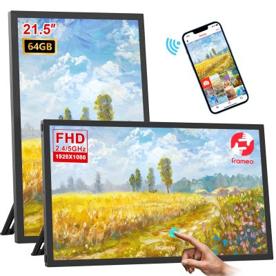 64GB FRAMEO WiFi Digital Picture Frame 21.5 inch Digital Photo Frame 1920x1080 FHD IPS,Touch Screen,Auto-Rotate, Instantly Share Photos/Videos Instantly via Frameo APP