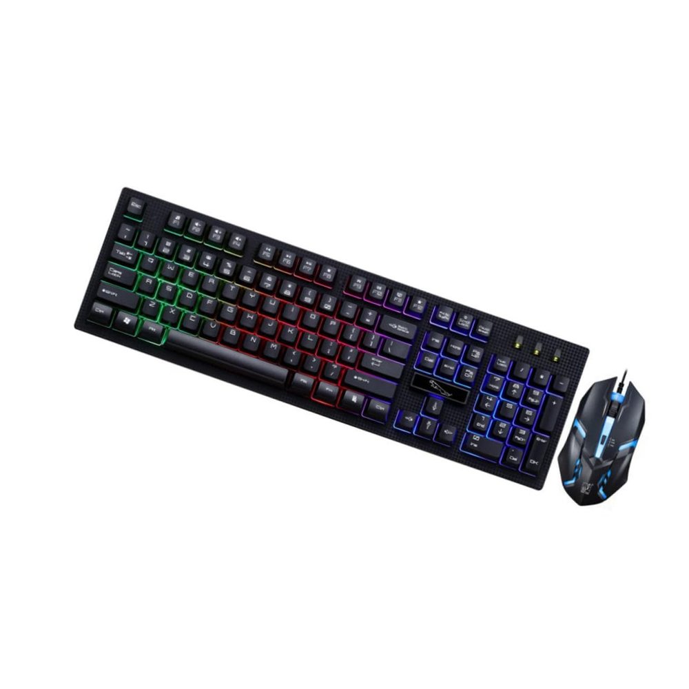 jojofuny Gaming USB Keyboard and Mouse Luminous Mechanical Combo Ergonomic Design Stylish Black Wired Set for Computer Gaming Office Use and More