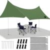 Camping Tarp with Poles - AYAMAYA Large Size 10x15 FT Tent Tarps - Waterproof Hammock Awnings Canopy Rain Fly Picnic Mat Survival Shelter for Backpacking Hiking Beach Sun Shade with Stakes & Guylines view 1