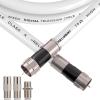 RELIAGINT 40ft RG6 Coaxial Cable White, 75 Ohm Coax Cable with F Connector & F81 Double Female Coupler, Low Loss High-Speed TV Antenna Extension Cord for HD TV, Satellite & Dish view 1