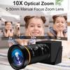 MMlove 4K HDMI USB Camera 30FPS Webcam 10X Variable Focus 5-50mm Lens H.265 2X Digital Zoom PC Streaming Close up Zoom in and Out Web Camera for Conference Classes view 4