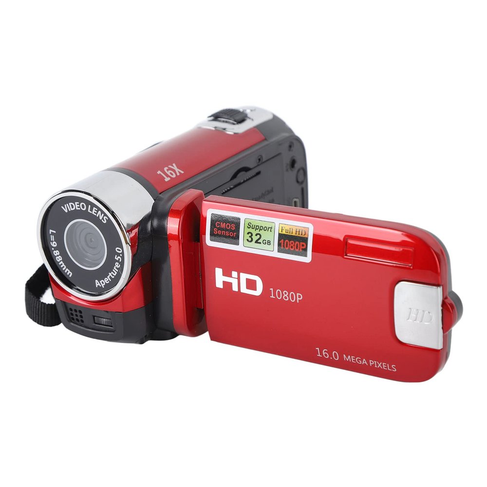 TYTOGE 4K 48MP DV Camera 2.7in TFT Rotatable Screen 16x Digital Zoom Video Camera with USB Cable (Red)