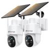 Solar Security Cameras Wireless Outdoor, 2K WiFi Cameras for Home Security, 360 PTZ Surveillance Camera with PIR, Color Night Vision, 2-Way Talk, IP66 Waterproof, SD/Cloud, Work with Alexa (2 Pack) view 1