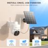 Solar Security Cameras Wireless Outdoor, 2K WiFi Cameras for Home Security, 360 PTZ Surveillance Camera with PIR, Color Night Vision, 2-Way Talk, IP66 Waterproof, SD/Cloud, Work with Alexa (2 Pack) view 2