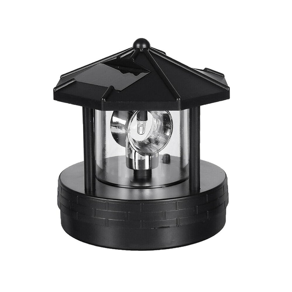 LGRFUXIN Lighthouse Solar Lights, 360 Degree Rotating Lamp Beacons Waterproof Statue Rotating Lights for Garden Yard Outdoor Decor,Black