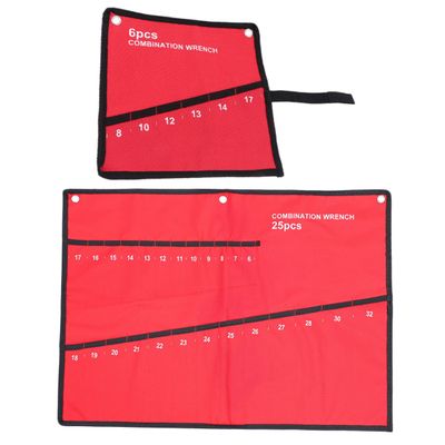 Hoement 2pcs Canvas Wrench Roll Organizer Pouches Multi-functional Tool Storage Bag for Electricians and Carpenters Lightweight and Space-saving Tool Holders Durable Oxford Design Red Red