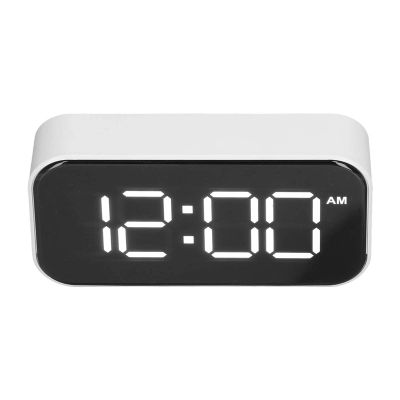 XHTLLO Large Number Digital Alarm Clock, USB Rechargeable Mirror Electronic Desktop Clock for Bedroom Living Room Office, Reminder Function, Easy to Read, Stylish Home Decoration(White)