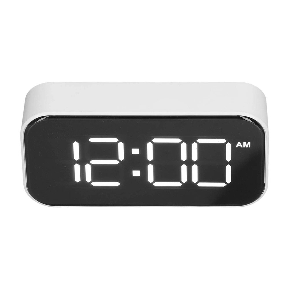 XHTLLO Large Number Digital Alarm Clock, USB Rechargeable Mirror Electronic Desktop Clock for Bedroom Living Room Office, Reminder Function, Easy to Read, Stylish Home Decoration(White)