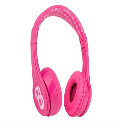 eKids Barbie Bluetooth Headphones, Pink Wireless Headphones with Microphone Includes Aux Cord, Volume Reduced Kids Foldable Earphones