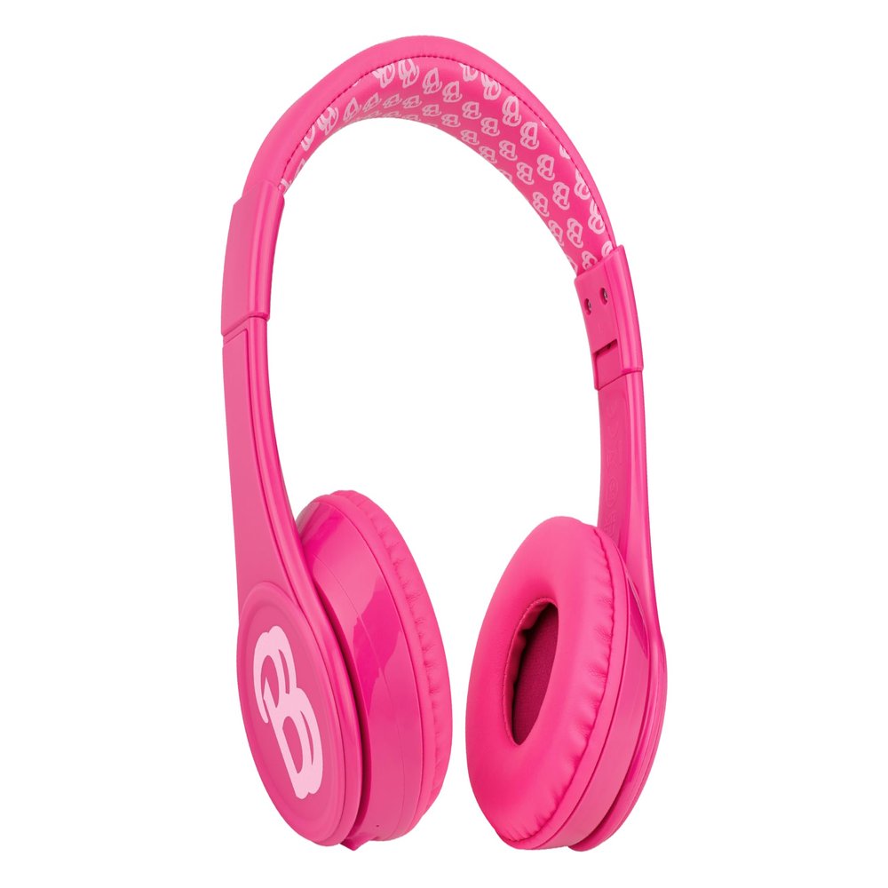 eKids Barbie Bluetooth Headphones, Pink Wireless Headphones with Microphone Includes Aux Cord, Volume Reduced Kids Foldable Earphones