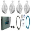 Rockville Bundle: (4) RWB90W Marine Swivel Tower Speakers Bundle with DBM45 4-Ch RMS Marine Amp, RMWK4 Marine Amp Wire Kit (6 Items), White, (2) RWB90W+DBM45+RMWK4 v2-AM view 1