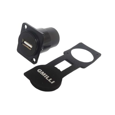 Gmilli Industrial Panel Mount USB Connector, D Type Female Male, USB2.0/3.0 to Type B, Dustproof Cover (Black usb2.0 to B)