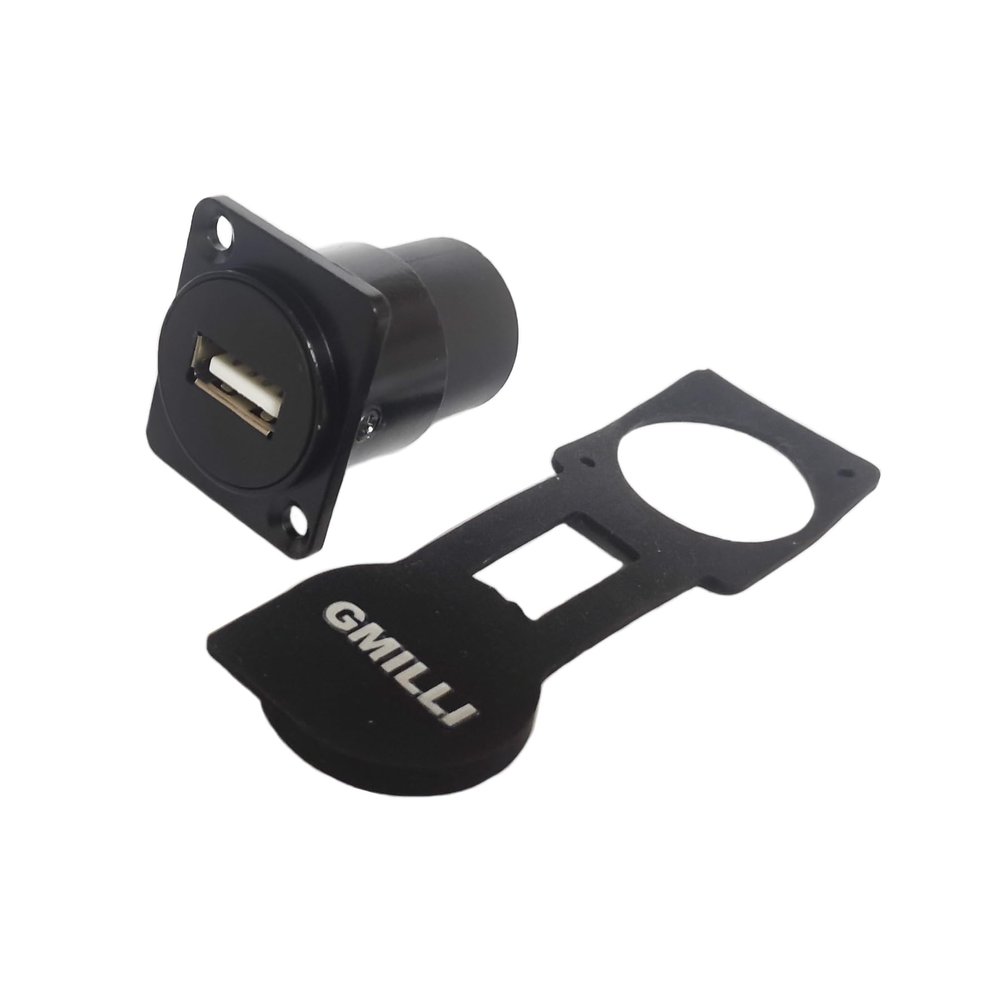 Gmilli Industrial Panel Mount USB Connector, D Type Female Male, USB2.0/3.0 to Type B, Dustproof Cover (Black usb2.0 to B)