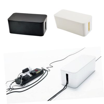 Homoyoyo Power Strip Organizer Box Large Plastic Cable Management Storage for Efficiently Hides Wires and Outlets Durable Scratch-Resistant Design White