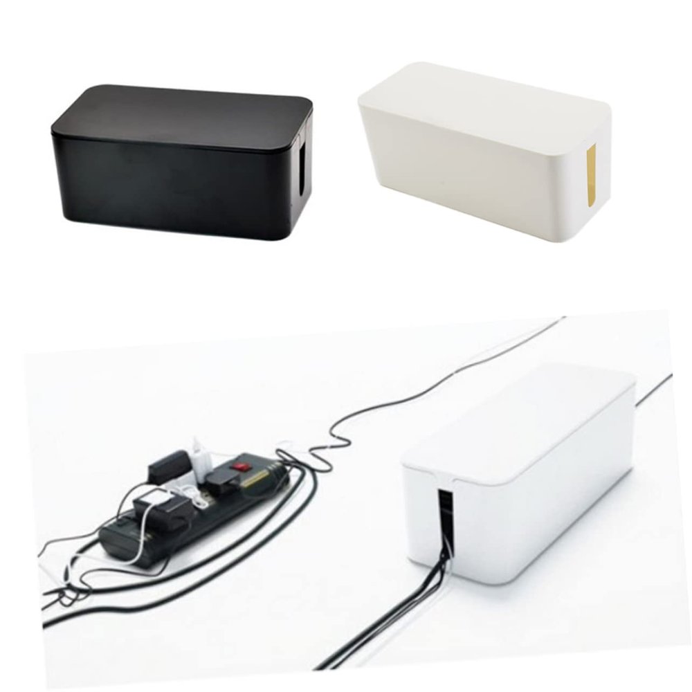 Homoyoyo Power Strip Organizer Box Large Plastic Cable Management Storage for Efficiently Hides Wires and Outlets Durable Scratch-Resistant Design White