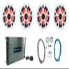 Rockville RKL65MBW Bundle: (2) Pairs of 6.5 in 700W Marine Boat Speakers with LED & Black/White Grilles, DBM45 4-Channel 2000W Peak Marine Amplifier, RMWK4 4 AWG Waterproof Install Kit, 6-Items view 1