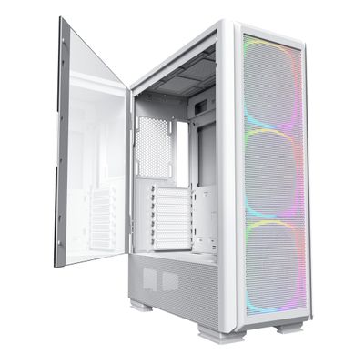 MONTECH Sky Two GX, E-ATX Mid Tower Case, High Airflow Performance, 3X140mm PWM ARGB Fans Pre-Installed, Tempered Glass Panel, Metal Mesh Front (White)