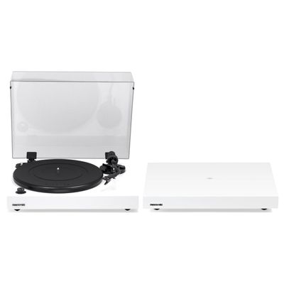 Fluance RT82 Reference High Fidelity Vinyl Turntable Record Player with Ortofon OM10 Cartridge and Anti-Vibration Wood Isolation Base - Piano White