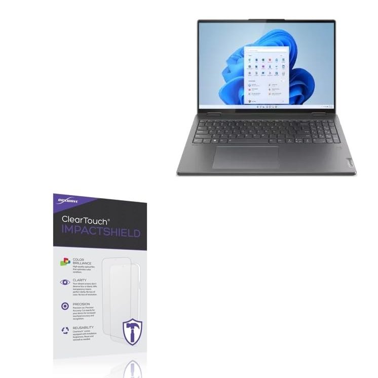 BoxWave Screen Protector Compatible with Lenovo Yoga 7i (16 in - 82UF) - ClearTouch ImpactShield (2-Pack), Impenetrable Screen Protector Flexible Film