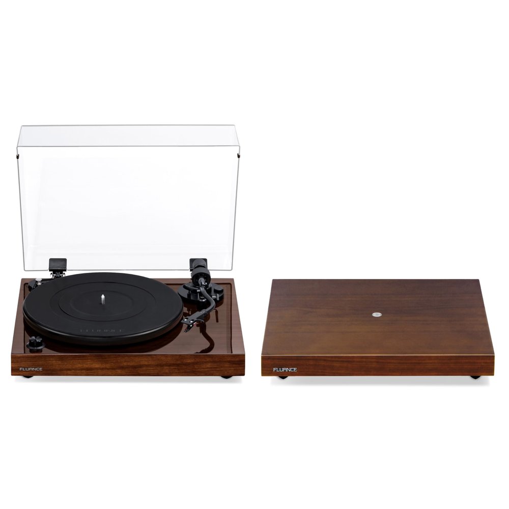 Fluance RT82 Reference High Fidelity Vinyl Turntable Record Player with Ortofon OM10 Cartridge and Anti-Vibration Wood Isolation Base - Natural Walnut