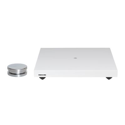 Fluance Turntable Isolation Base Anti-Vibration Wood Platform and HiFi Vinyl Record Weight Stabilizer - Piano White