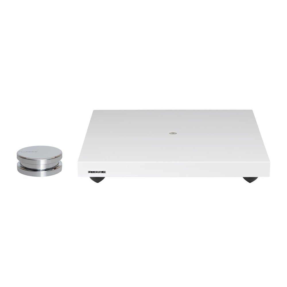 Fluance Turntable Isolation Base Anti-Vibration Wood Platform and HiFi Vinyl Record Weight Stabilizer - Piano White