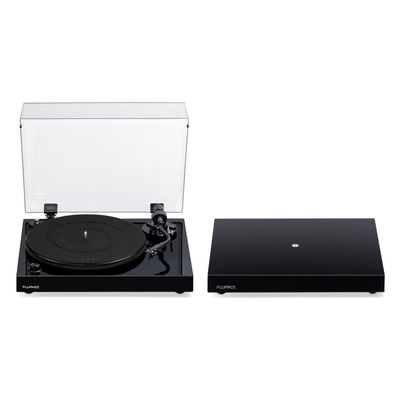 Fluance RT82 Reference High Fidelity Vinyl Turntable Record Player with Ortofon OM10 Cartridge and Anti-Vibration Wood Isolation Base - Piano Black