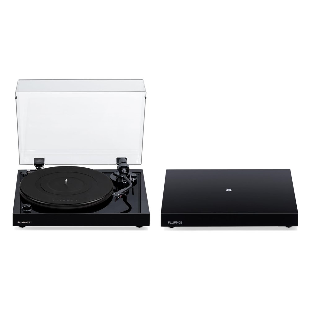 Fluance RT82 Reference High Fidelity Vinyl Turntable Record Player with Ortofon OM10 Cartridge and Anti-Vibration Wood Isolation Base - Piano Black