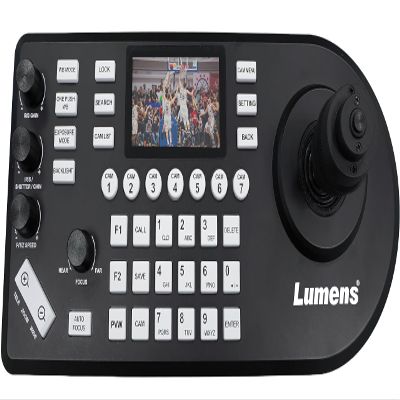 DirectNine Basics Lumens VS-KB21N IP Camera Controller with NDI; Controls Up to Total of 255 IP-Connected Cameras or NDI-Connected Cameras; Supports RTSP Preview on LCD Screen; User-assignable Keys, Black