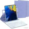AnMengXinLing Vertical Keyboard Case for iPad 11th Generation 11-inch (A16), iPad 10th Gen, 360 Rotatable Magnetic Detachable Keyboard Cover with Pencil Holder, 360 Rotate-Purple+White view 1