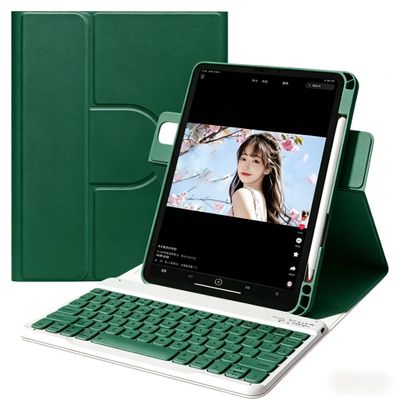 AnMengXinLing Vertical Keyboard Case for iPad 11th Generation 11-inch (A16), iPad 10th Gen, 360 Rotatable Magnetic Detachable Keyboard Cover with Pencil Holder, 360 Rotate-Teal