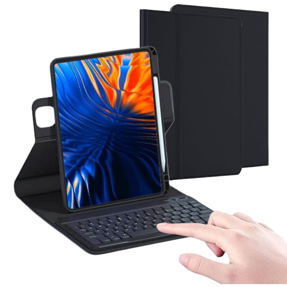 AnMengXinLing Vertical Keyboard Case for iPad 11th Generation 11-inch (A16), iPad 10th Gen, 360 Rotatable Magnetic Detachable Keyboard Cover with Pencil Holder, 360 Rotate-Black