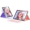 AnMengXinLing for iPad Air 11 inch (M3/M2) Case with Keyboard, Vertical Keyboard Case for iPad Air 5th/4th Gen, Clear Back Case with Magnetic Detachable Keyboard, 360 Rotate-Pink view 1
