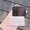 AnMengXinLing for iPad Air 11 inch (M3/M2) Case with Keyboard, Vertical Keyboard Case for iPad Air 5th/4th Gen, Clear Back Case with Magnetic Detachable Keyboard, 360 Rotate-Pink view 3