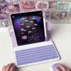 AnMengXinLing for iPad Air 11 inch (M3/M2) Case with Keyboard, Vertical Keyboard Case for iPad Air 5th/4th Gen, Clear Back Case with Magnetic Detachable Keyboard,360 Rotate-Purple+White view 2