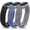 Minyee 3 Packs Floral Engraved Band Compatible with Fitbit Luxe Band for Women, Cute Sport Soft Silicone Strap Dandelion Designer Summer Replacement Wristband for Luxe/Luxe SE Fitness Smart Watch view 1