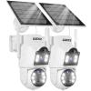 GAIEXCE Solar Security Cameras Wireless OutdoorDual Lens 100% Wire-Free Battery Powered Camera, Pan Tilt, 4MP Color Night Vision, PIR Motion Detection, Spotlight/Siren Alarm, Only 2.4G WiFi view 1