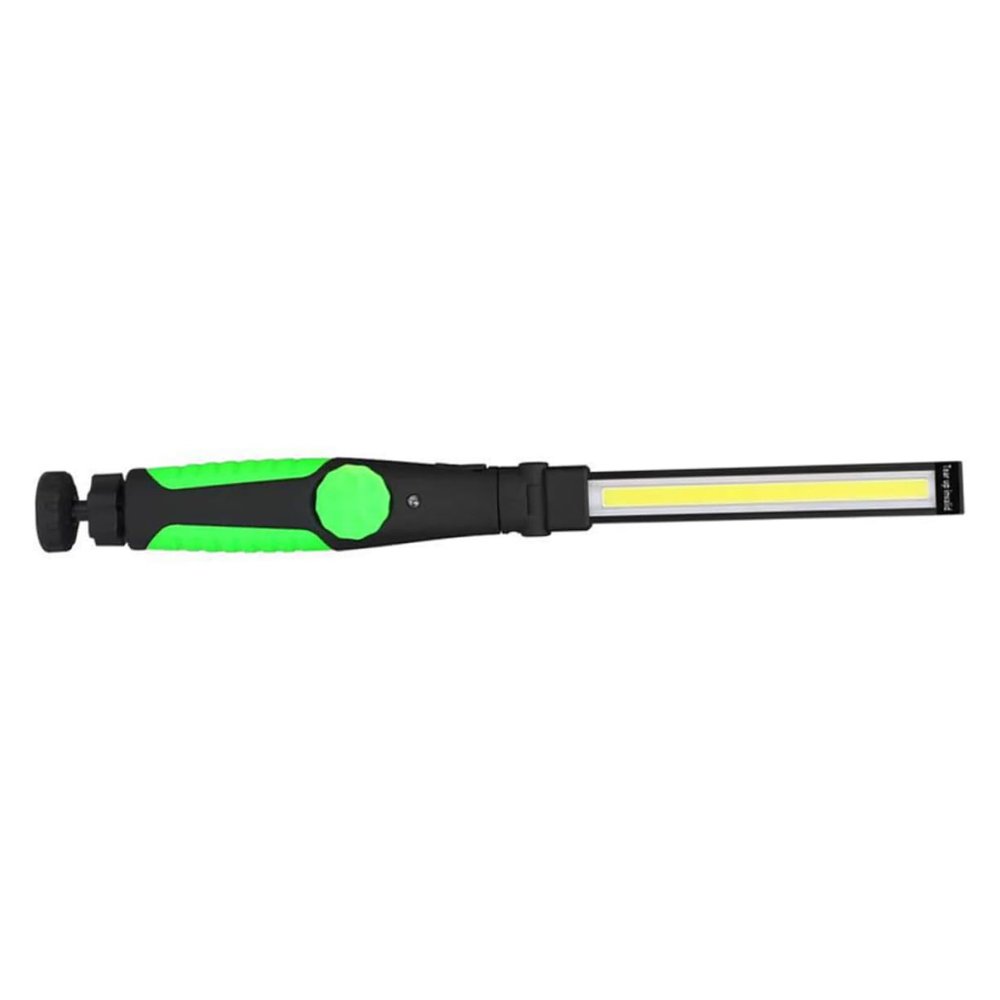 Hoement Multifunctional Cob Led Rechargeable Flashlight Magnetic Base Rotatable Design for Car Inspection Camping and Emergency Use Green