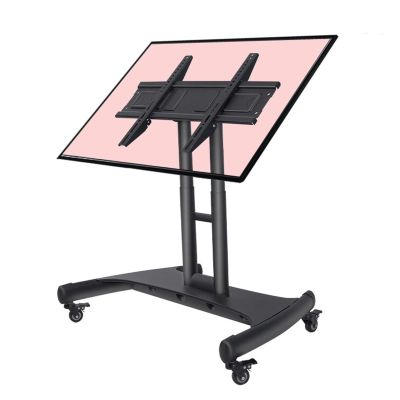 THEGA Heavy Duty TV Cart Stand - Mobile TV Mount Stand, Mobile TV Cart On Wheels, Low Height Monitor Cart, for 32-75 Inch Flat Curved Screen TV, Height Adjustable