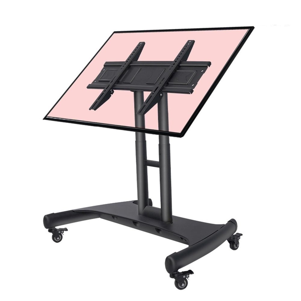 THEGA Heavy Duty TV Cart Stand - Mobile TV Mount Stand, Mobile TV Cart On Wheels, Low Height Monitor Cart, for 32-75 Inch Flat Curved Screen TV, Height Adjustable