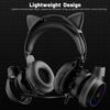 JINSERTA Cat Ear Bluetooth Headphones for Kids, Wireless 3D Cat Capsule Headsets for Kids Foldable Stereo Girls Over-Ear Headphones, RGB Light, Noise Cancelling Mic for Gaming/Traveling/Music view 4