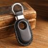 LQU Compatible with Samsung Galaxy SmartTag2 Case, Genuine Leather Keychain Holder for Samsung Galaxy Smart Tag 2, Secure Smarttag 2 Case Cover Accessories - Black view 3