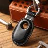 LQU Compatible with Samsung Galaxy SmartTag2 Case, Genuine Leather Keychain Holder for Samsung Galaxy Smart Tag 2, Secure Smarttag 2 Case Cover Accessories - Black view 4